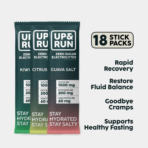 UP&RUN Zero Sugar Electrolytes - Tri-Flavour Pack with benefits